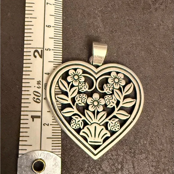 James Avery Silver Floral Heart Pendant - Picture 3 of 4